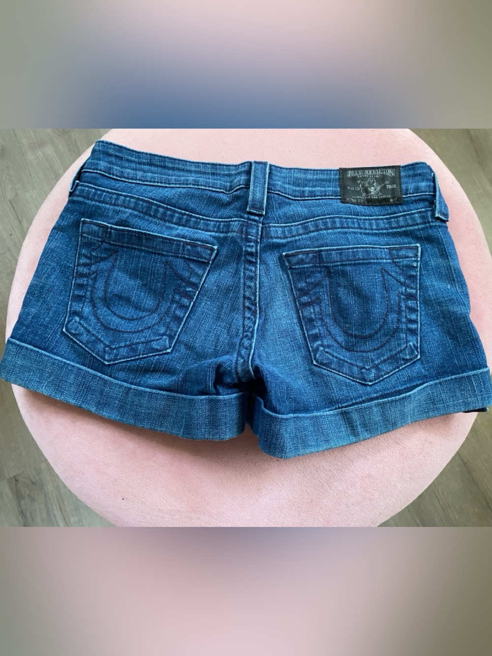 True Religion Vintage/Y2K Dark Blue Denim Cuffed Women's Shorts